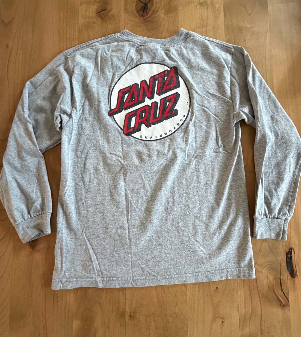 Santa Cruz Skateboards Classic Dot Logo Long Sleeve Grey T-Shirt - Picture 10 of 10